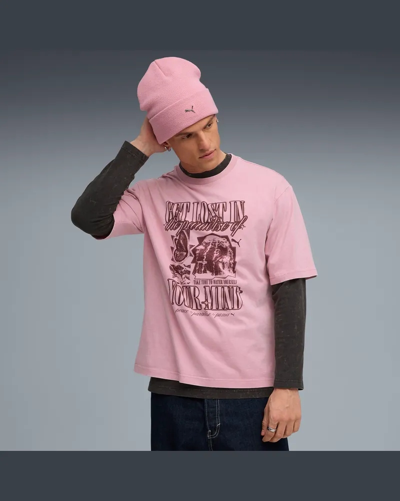Puma Graphic Paradise Mindset Washed Boxy T-Shirt Herren, Kleidung, Rosa Rosa