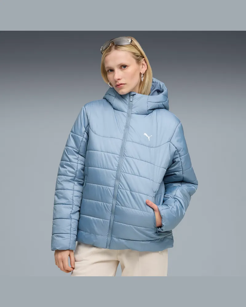Puma Essentials Wattierte Kapuzenjacke Damen, Kleidung, Blau Blau