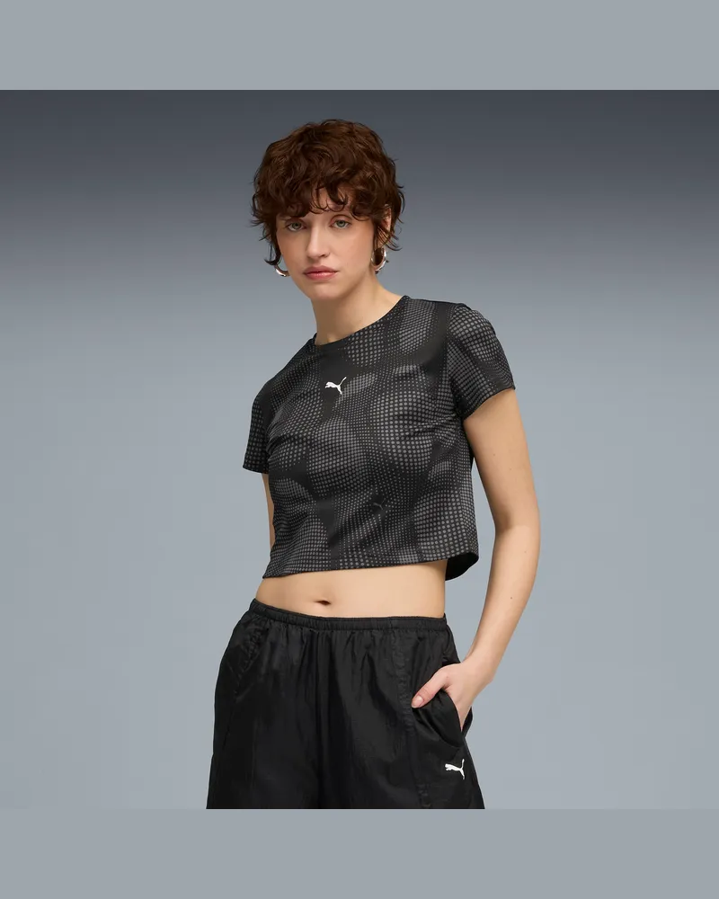 Puma DARE TO Allover-Print Baby T-Shirt Damen, Kleidung, Schwarz Schwarz