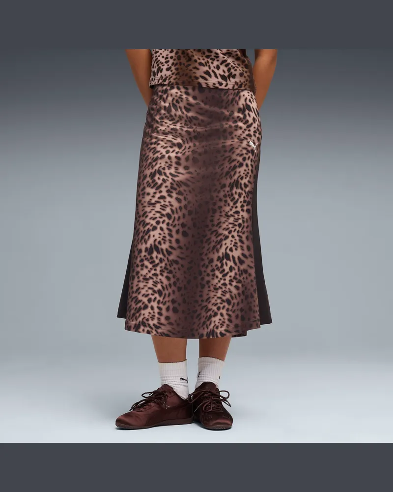 Puma T7 Leo Luxe Track Midirock Damen, Kleidung, Schwarz Schwarz