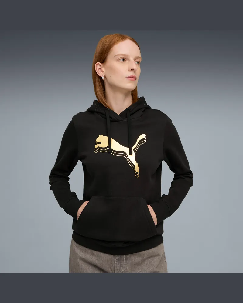 Puma ESS Metallisch Hoodie Damen, Kleidung, Schwarz Schwarz