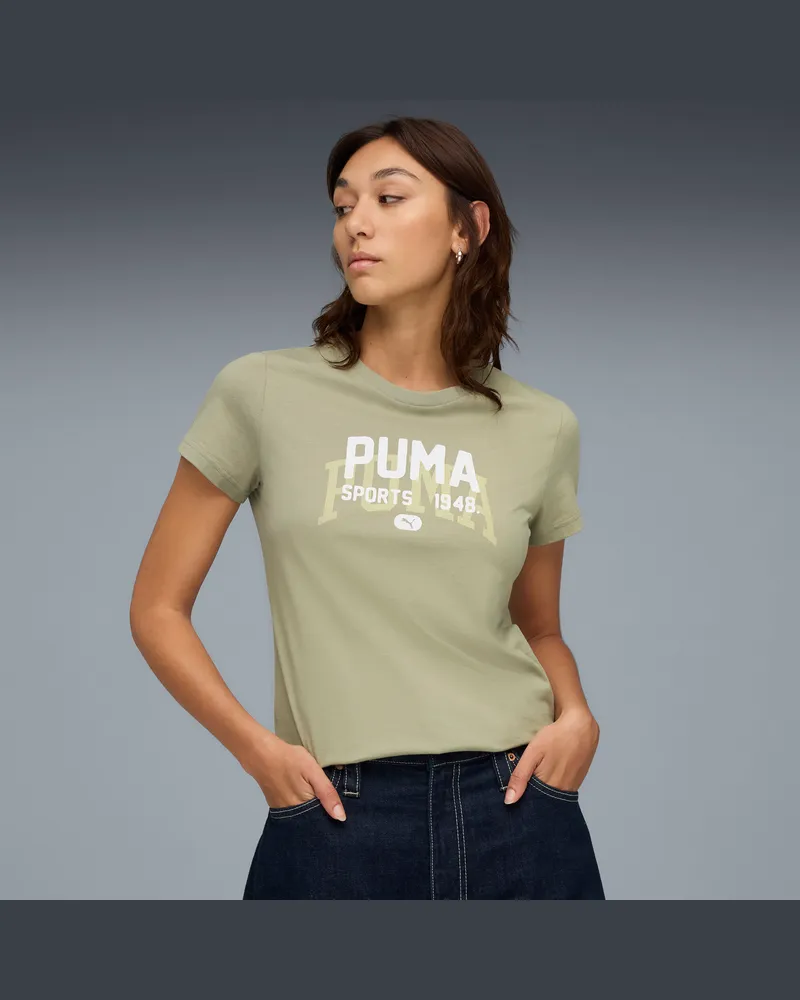 Puma Grafik Varsity T-Shirt Damen, Kleidung, Grün Grün