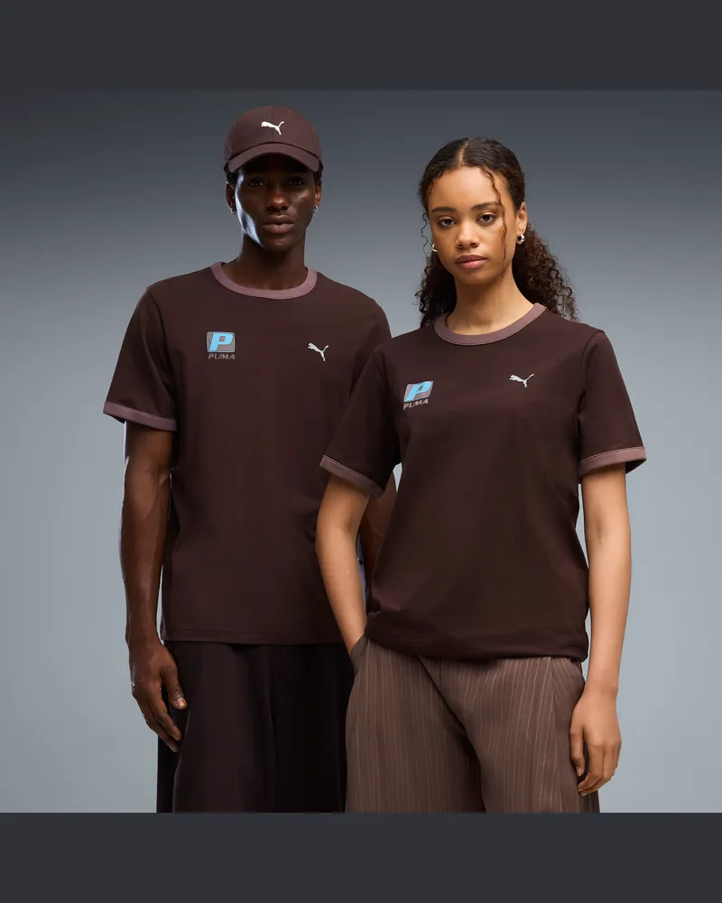 Puma FUTURE..ARCHIVE Ringer-T-Shirt Unisex, Kleidung, Braun Braun