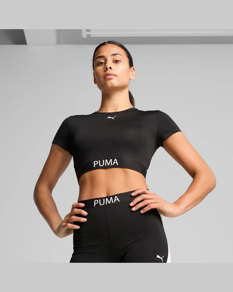 Puma STRONG Crop T-Shirt Damen, Kleidung, Schwarz Schwarz