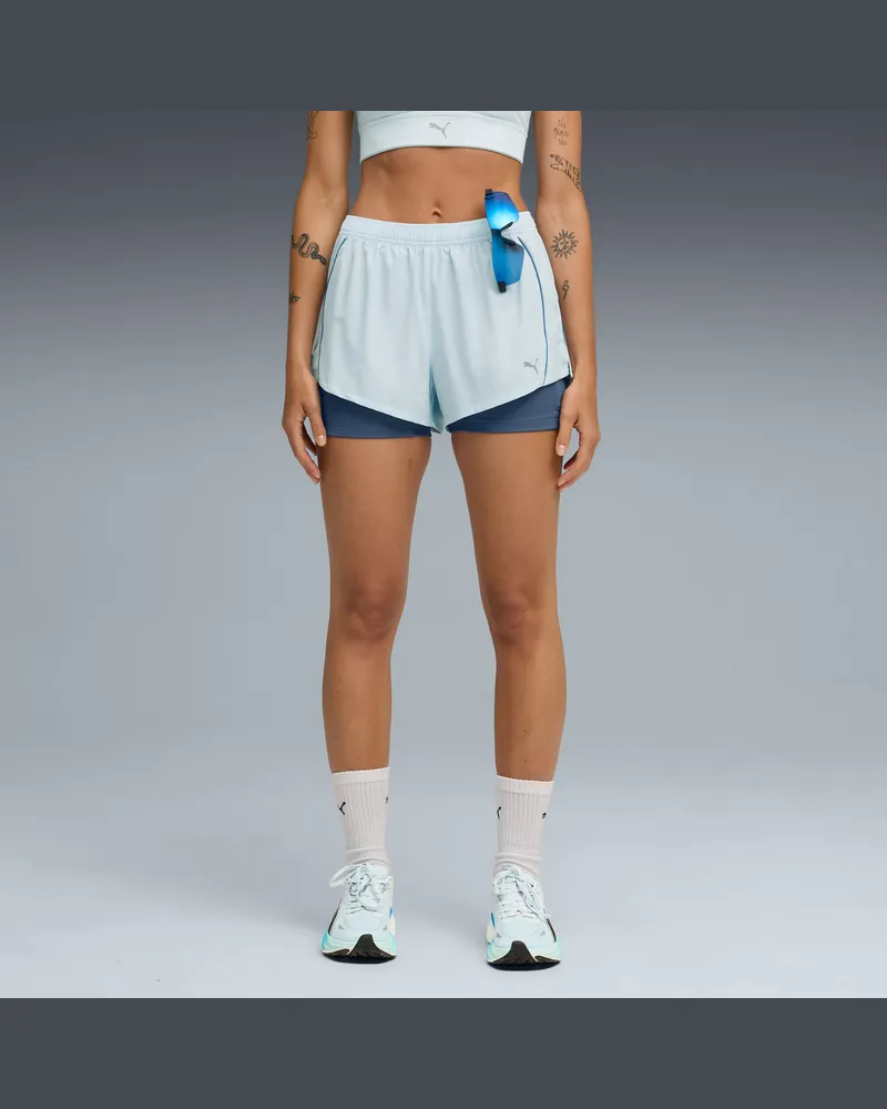 Puma VELOCITY 3" 2-in1-Laufshorts Damen, Kleidung, Blau Blau
