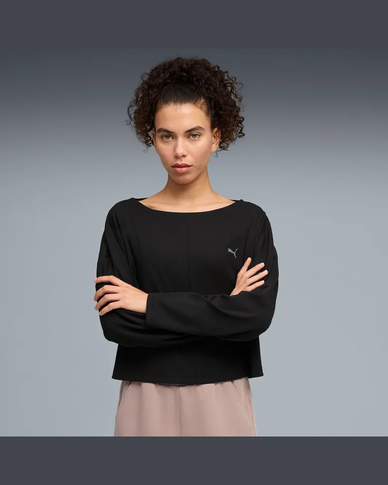 Puma CLOUDSPUN Rib Slouch Boxy T-Shirt Damen, Kleidung, Schwarz Schwarz