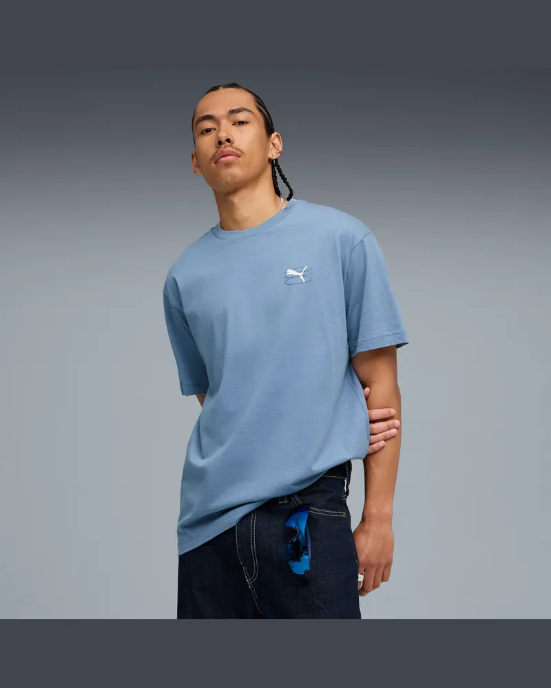 Puma Graphic Grid T-Shirt Herren, Kleidung, Blau Blau