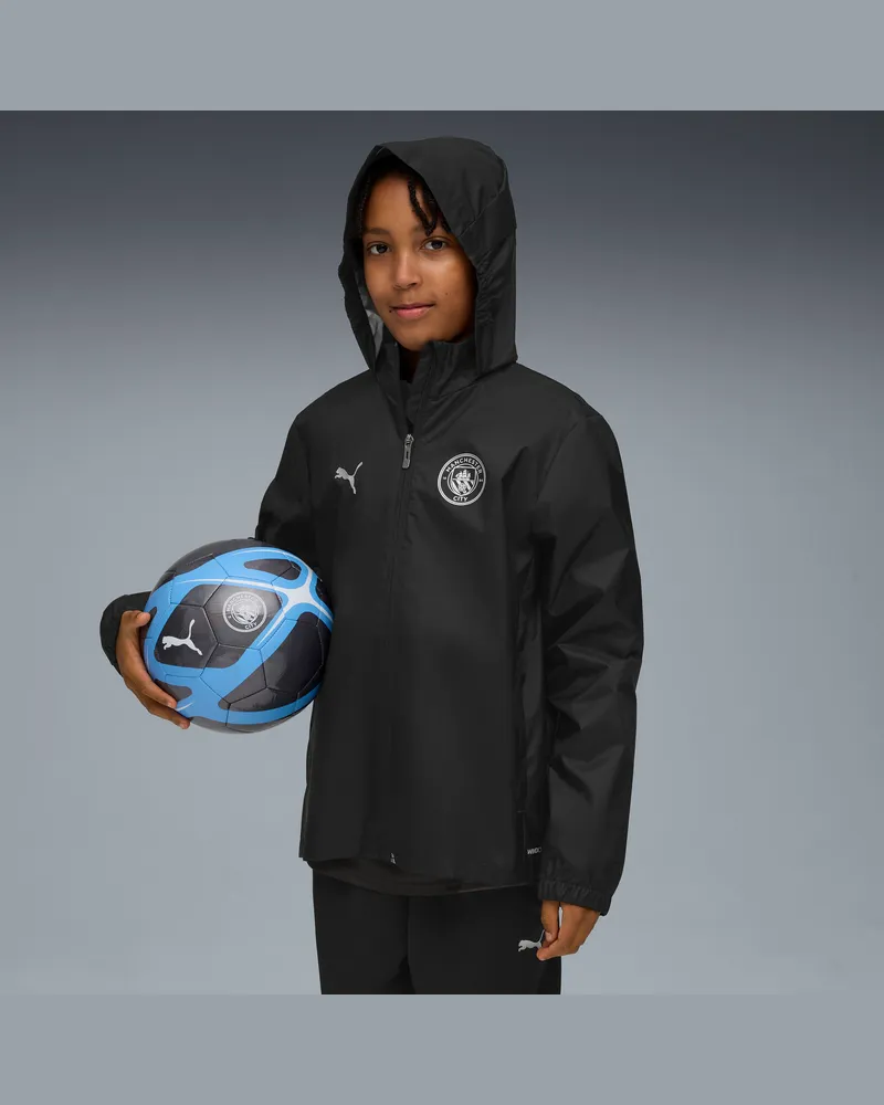 Puma Manchester City Allwetter-Trainingsjacke Teenager, Kleidung, Schwarz Schwarz