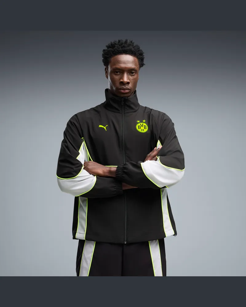 Puma Borussia Dortmund TECH-X Trainingsjacke mit Reißverschluss Herren, Kleidung, Schwarz Schwarz