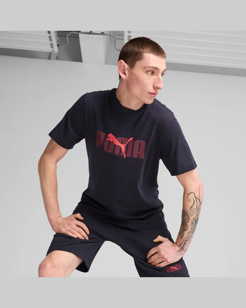 Puma Essentials Logo Lab T-Shirt Herren, Kleidung, Blau Blau