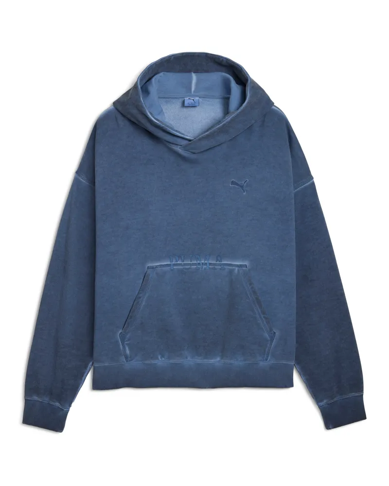 Puma Washed Out Graphic Boxy Hoodie Unisex, Kleidung, Blau Blau