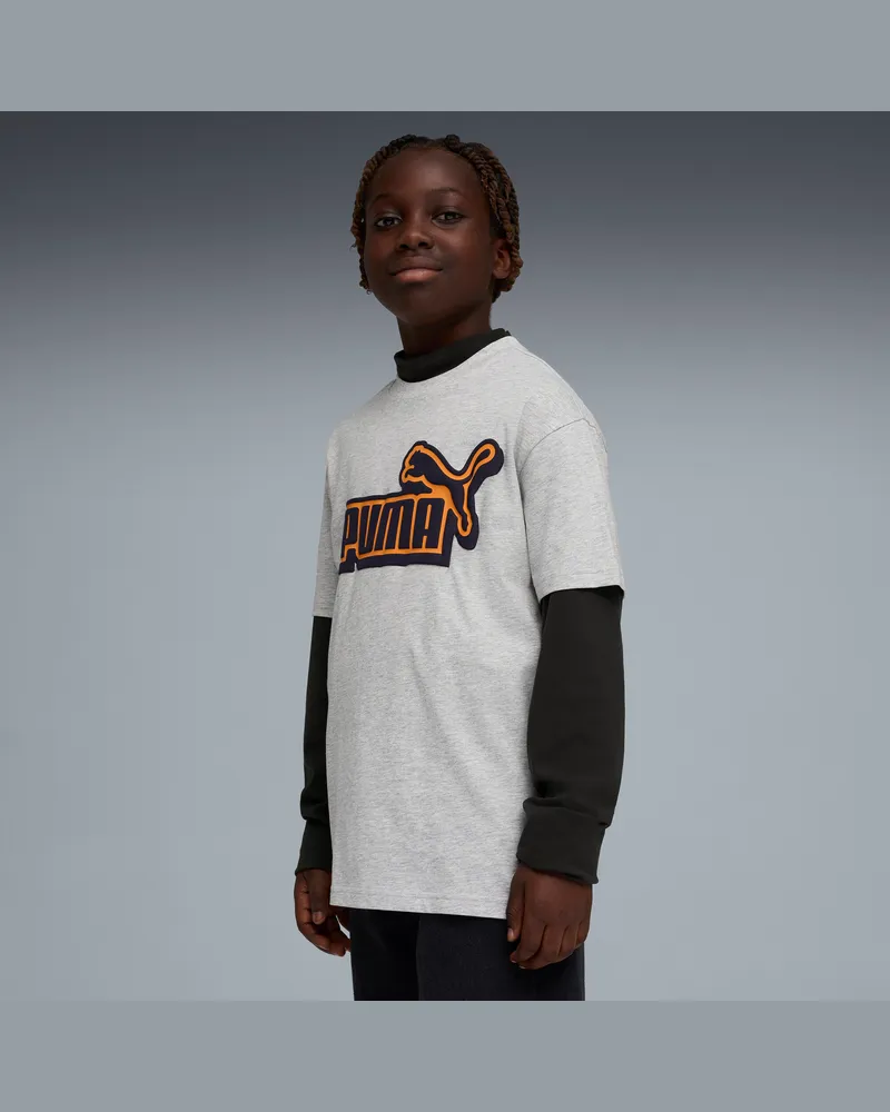 Puma Essentials Logo Lab Relaxed Graphic T-Shirt Teenager, Kleidung, Grau Grau