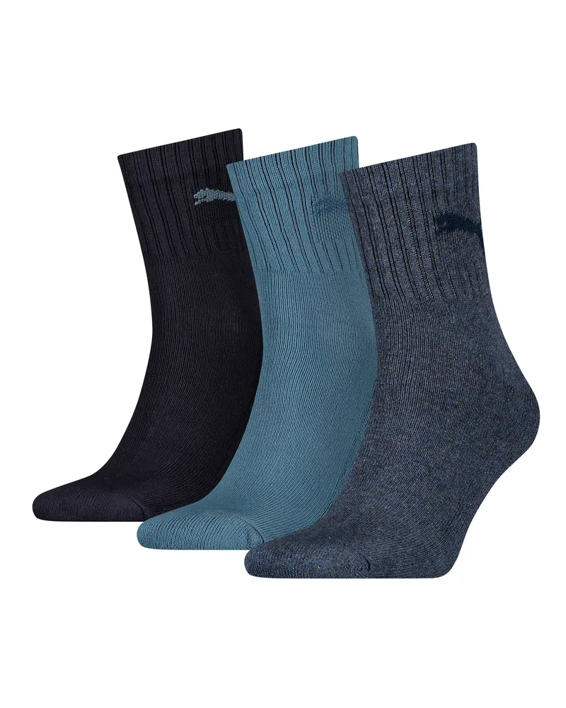 Puma Kurze Crew-Socken Unisex (3er-Pack), Kleidung, Blau Blau