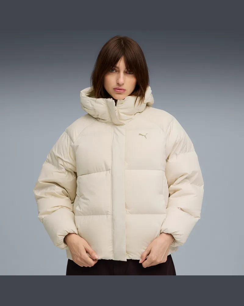 Puma Daunen-Pufferjacke mit Kapuze Damen, Kleidung, Weiß Weiß