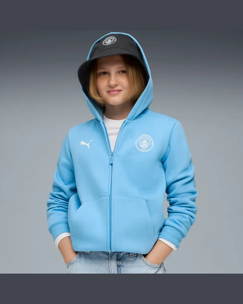 Puma Manchester City FtblEssentials Kapuzenjacke Teenager, Kleidung, Blau Blau