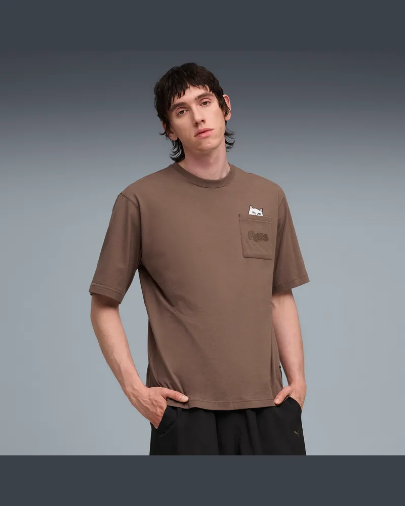 Puma x RIPNDIP Pocket T-Shirt Unisex, Kleidung, Braun Braun