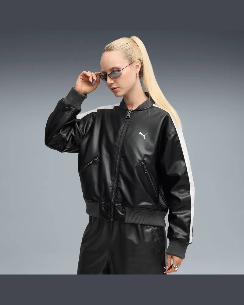 Puma T7 Bomberjacke Damen, Kleidung, Schwarz Schwarz