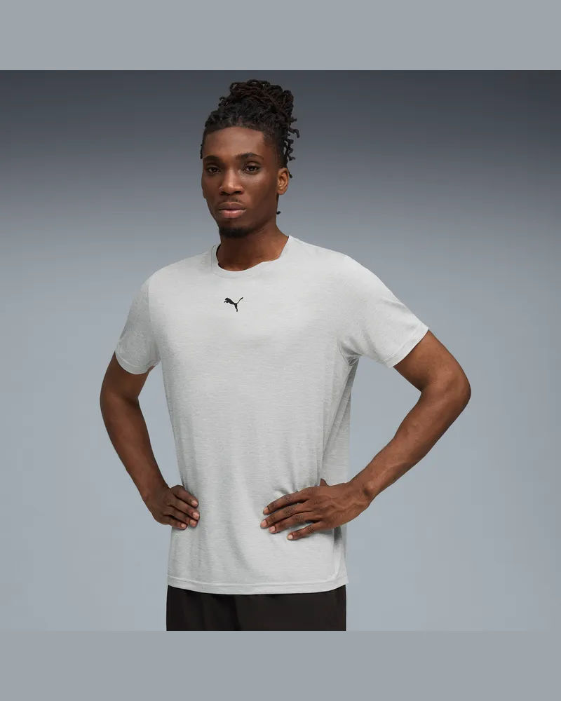 Puma TAD ESSENTIALS Meliertes T-Shirt mit Cat Logo Herren, Kleidung, Grau Grau