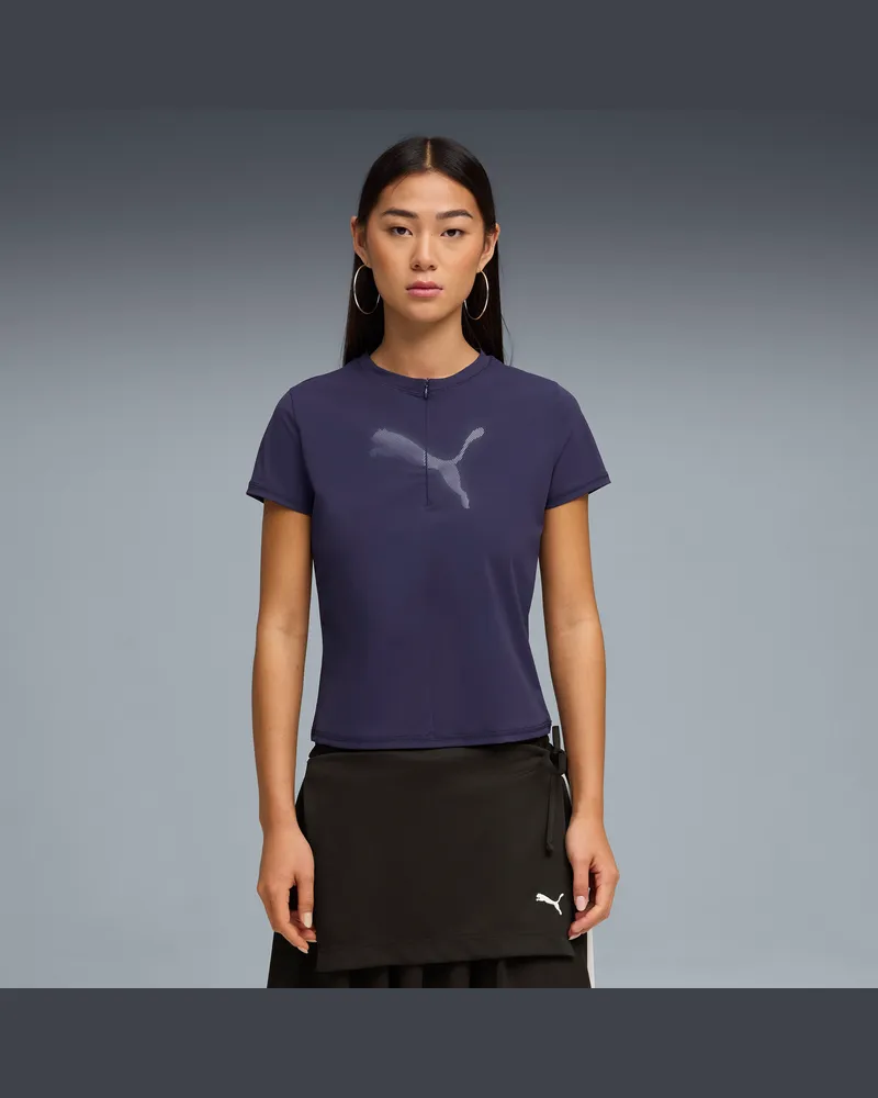Puma Dare To Half Zip Graphic T-Shirt Damen, Kleidung, Lila Lila