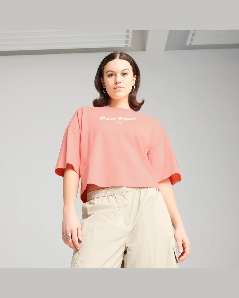 Puma PREMIUM ESS Oversized-T-Shirt mit Grafik Damen, Kleidung, Rosa Rosa