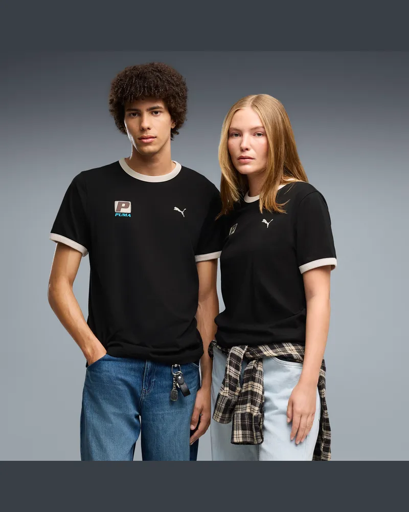 Puma FUTURE..ARCHIVE Ringer-T-Shirt Unisex, Kleidung, Schwarz Schwarz
