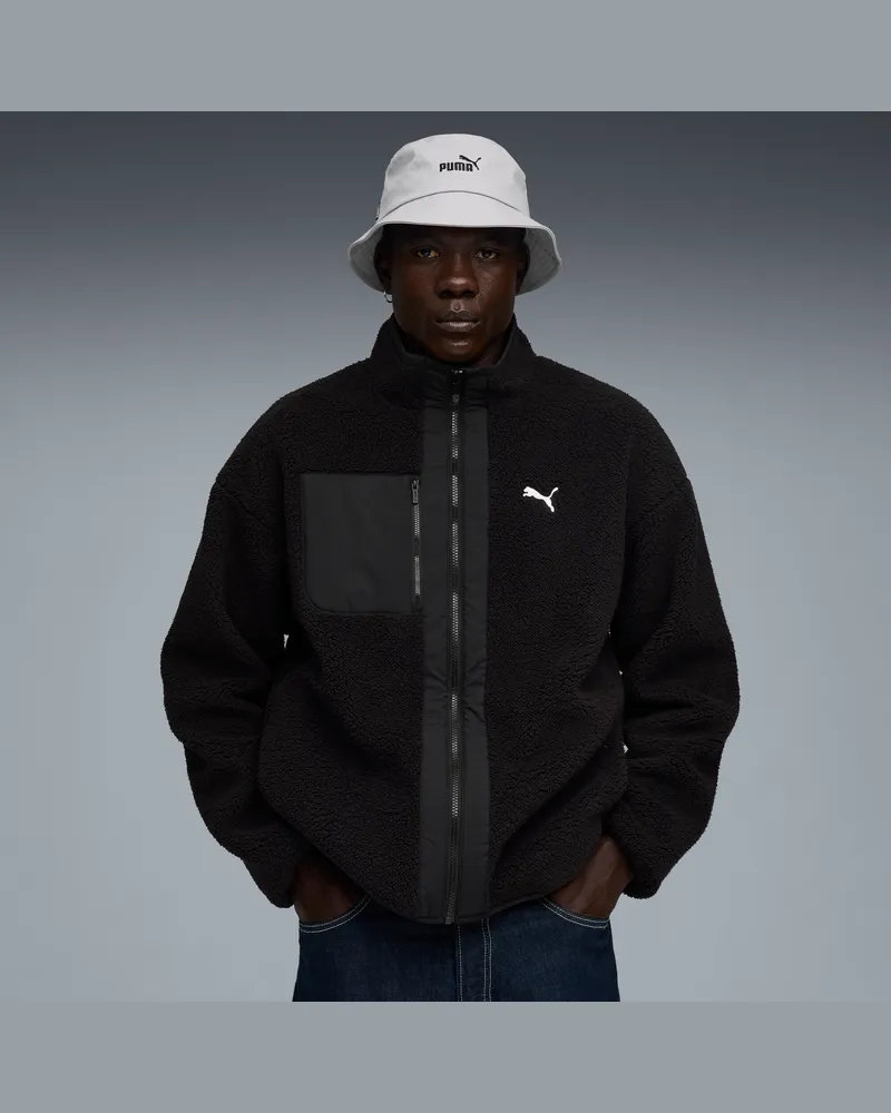 Puma Hybrid Sherpa Wendbare Jacke Herren, Kleidung, Schwarz Schwarz