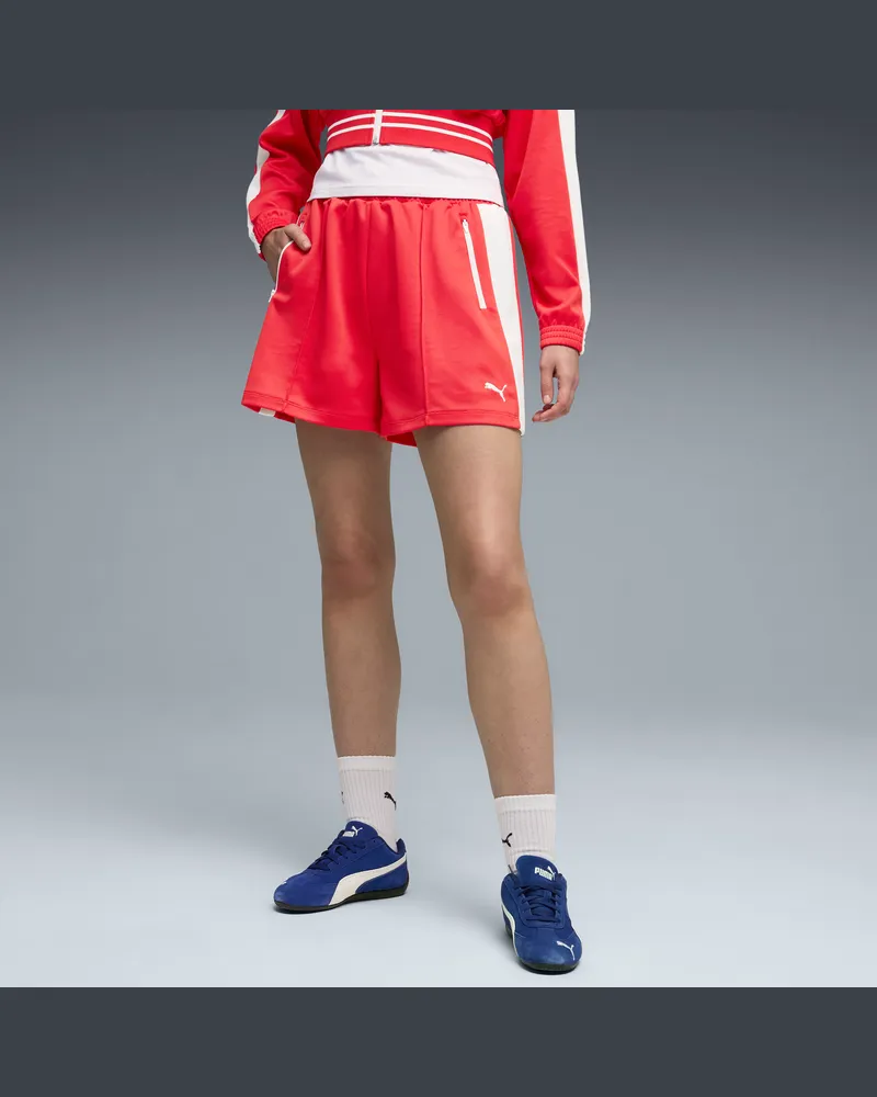 Puma T7 Pintuck Shorts Frauen, Kleidung, Rot Rot