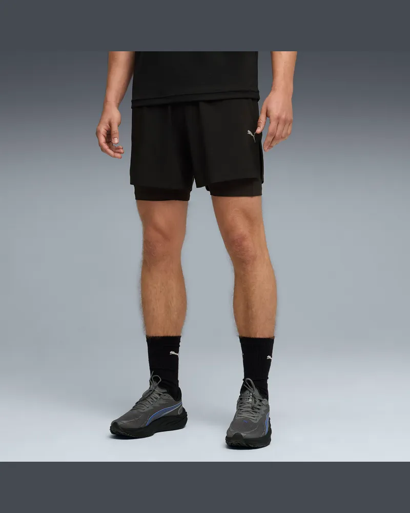 Puma Dreamrun 2-in-1 dryCELL 5" Laufshorts Herren, Kleidung, Schwarz Schwarz