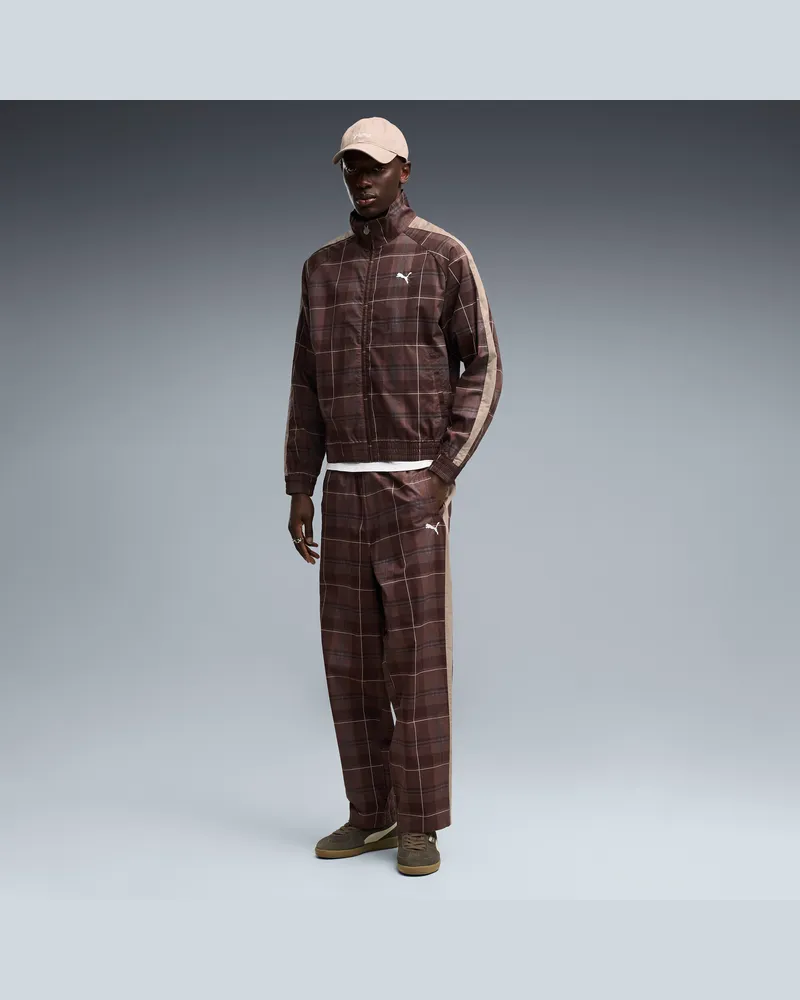 Puma T7 Relaxed Tartan Trainingshose Herren, Kleidung, Braun Braun