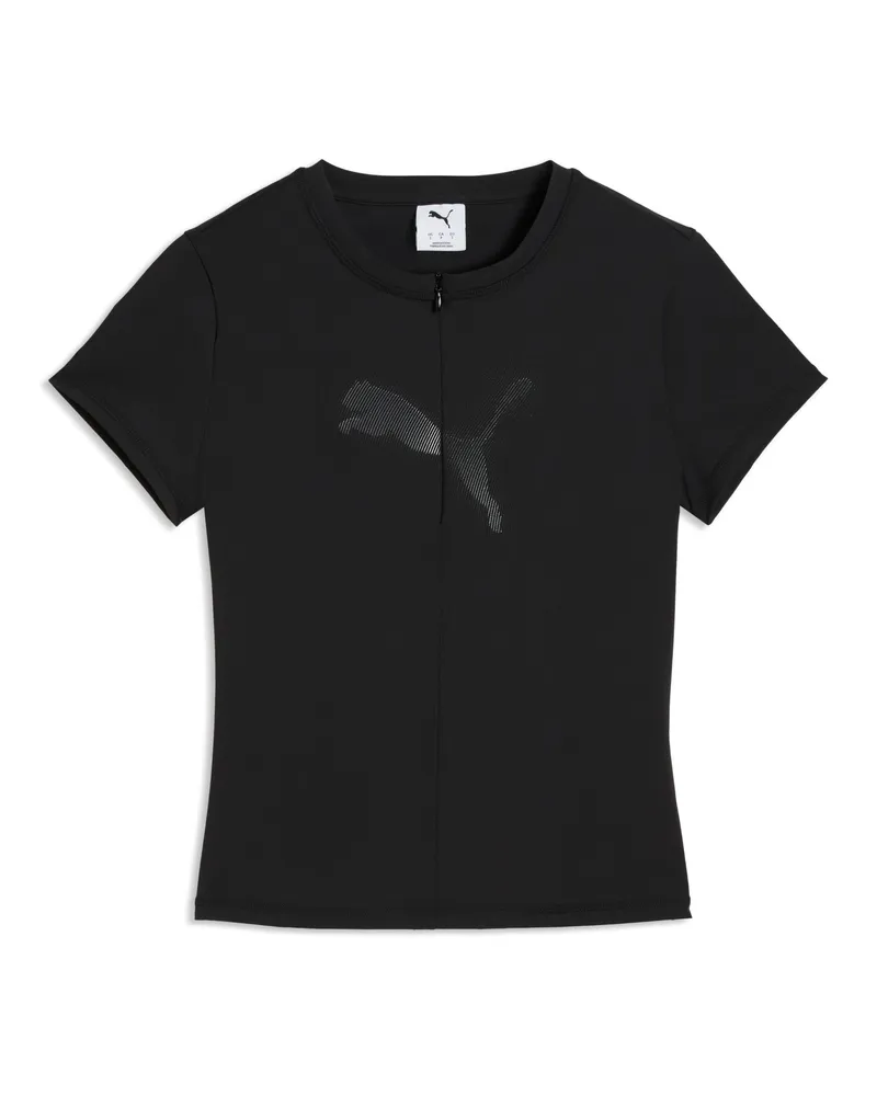 Puma Dare To Half Zip Graphic T-Shirt Damen, Kleidung, Schwarz Schwarz