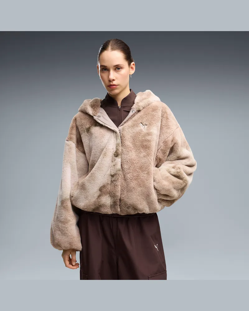 Puma Street Glam Highloft Oversized Jacke Damen, Kleidung Beige