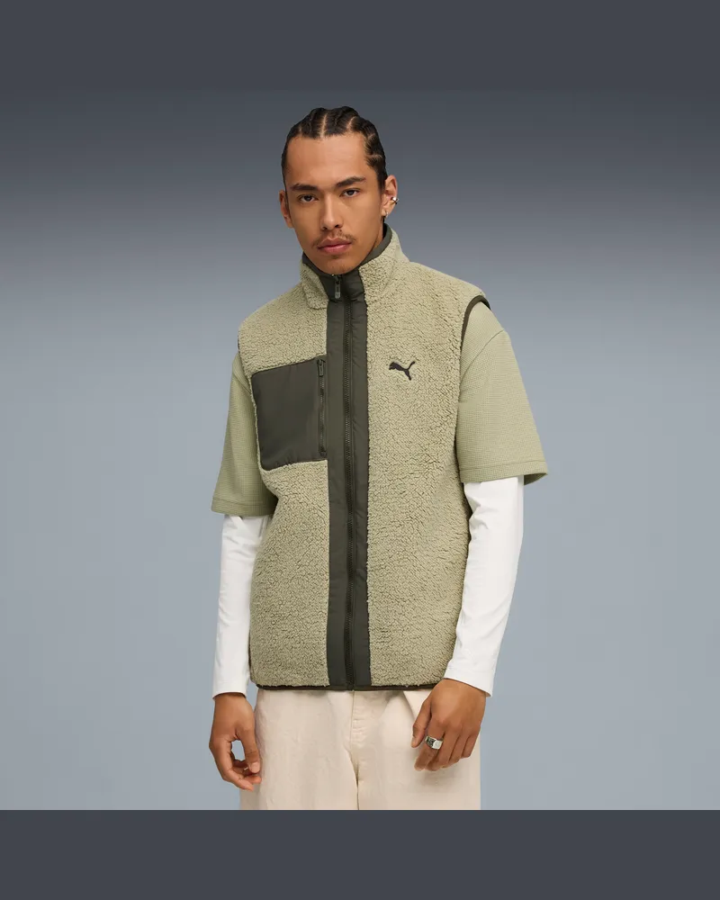Puma Hybrid Sherpa Wendbare Weste Herren, Kleidung, GrÃ¼n Grã¼n