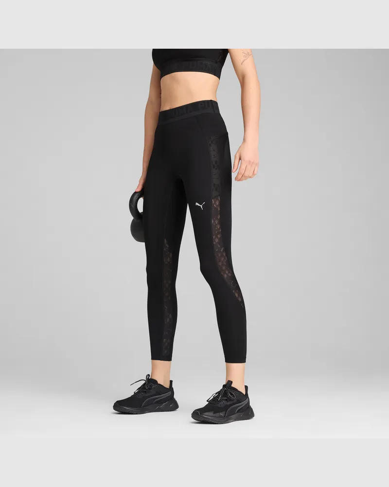 Puma LACE Hochgeschnittene 7/8-Leggings Damen, Kleidung, Schwarz Schwarz