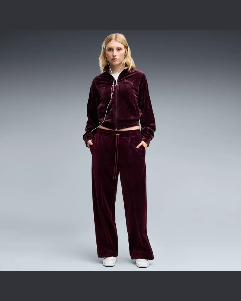 Puma Essentials Elevated Velour Hose mit geradem Bein Damen, Accessoires, Rot Rot