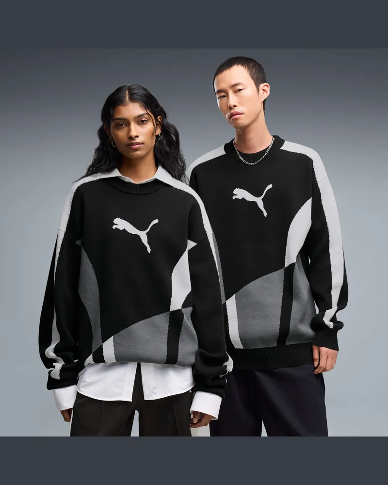 Puma T7 Relaxed Strickpullover Unisex, Kleidung, Schwarz Schwarz