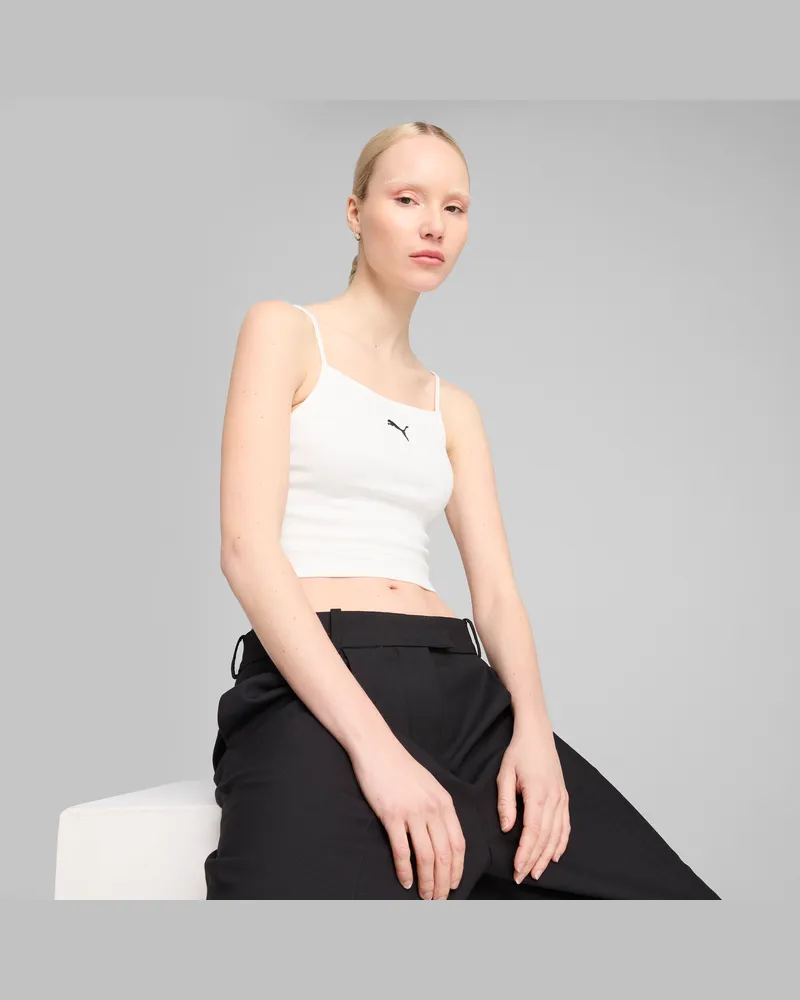 Puma WARDROBE ESS Geripptes Tanktop Damen, Kleidung, Weiß Weiß
