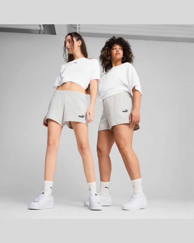 Puma ESS Small No. 1 Logo 4'' Shorts Damen, Kleidung, Grau Grau