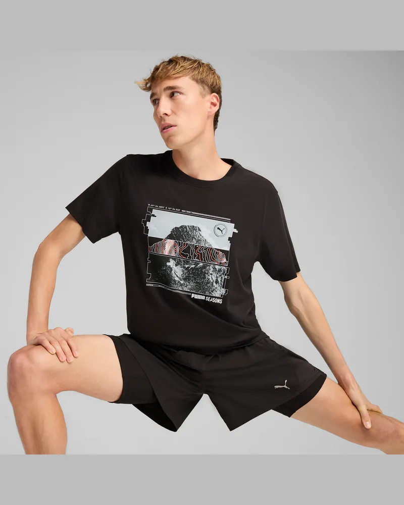 Puma GRAPHICS SEASONS Laufshirt Herren, Kleidung, Schwarz Schwarz