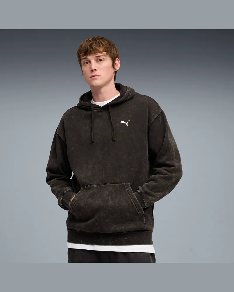 Puma Essentials Elevated Relaxed Wash Hoodie Herren, Accessoires, Schwarz Schwarz