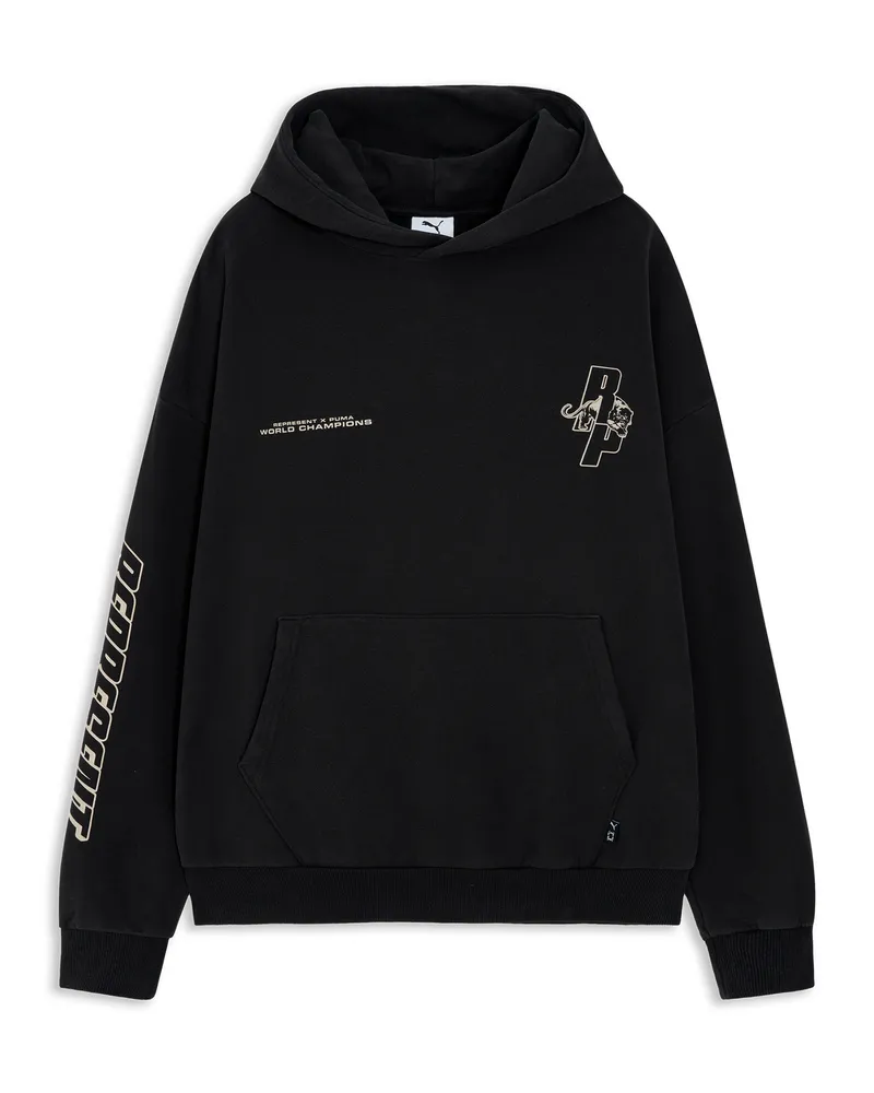 Puma x REPRESENT Oversized Hoodie Herren, Kleidung, Schwarz Schwarz