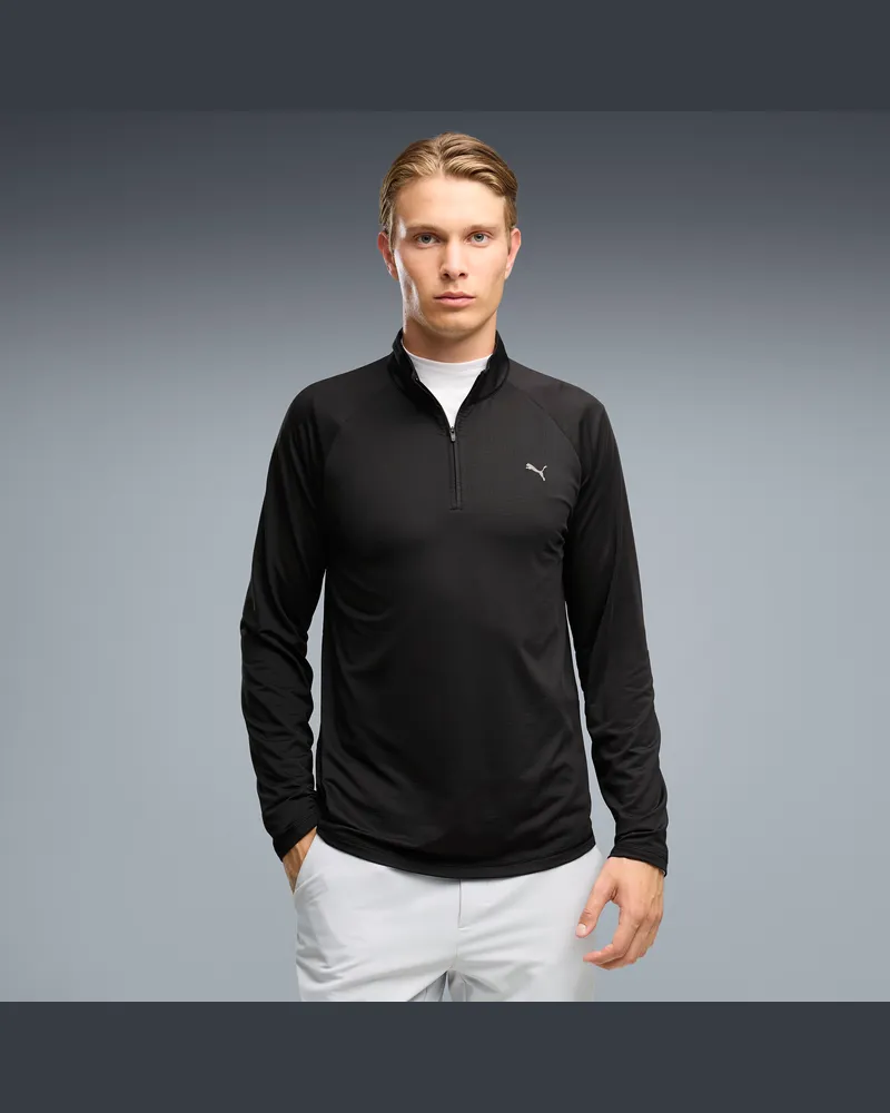 Puma Pure Grid Golfjacke mit Reißverschluss bis zum Hals Herren, Kleidung, Schwarz Schwarz
