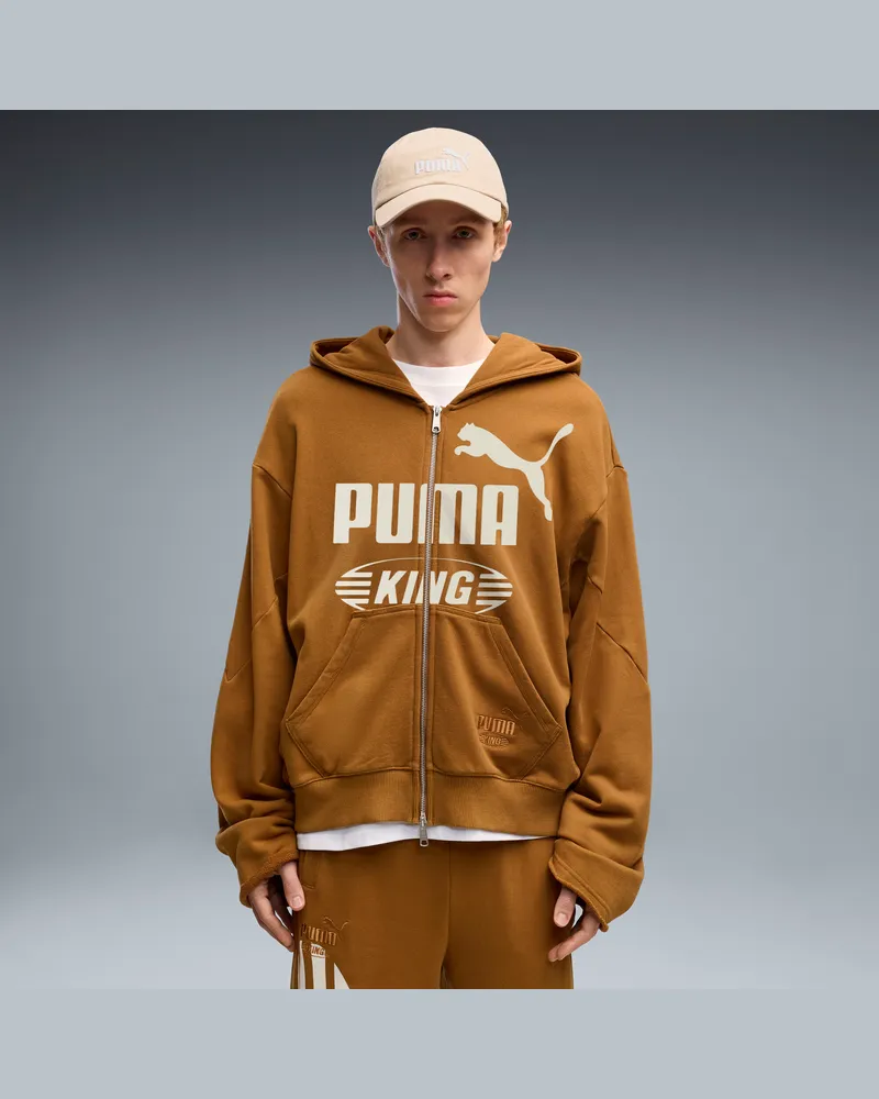 Puma KING Jacke mit durchgehendem Reißverschluss Herren, Kleidung, Braun Braun