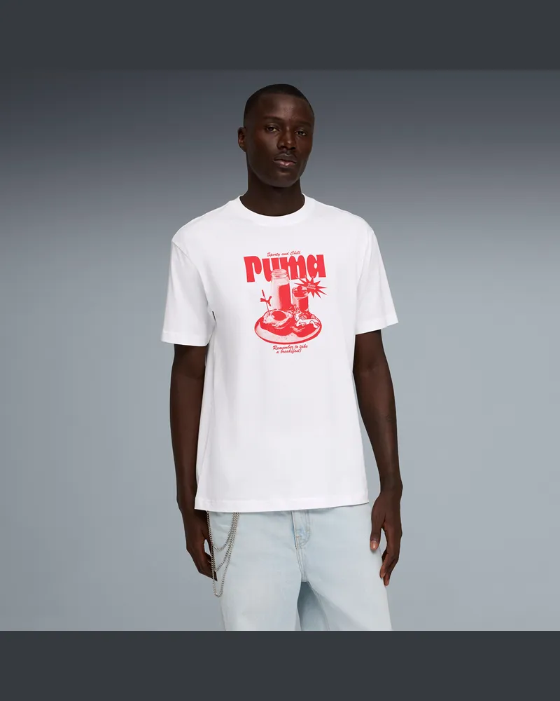 Puma Graphic Relaxed Breakfast T-Shirt Herren, Kleidung, WeiÃŸ Weiãÿ