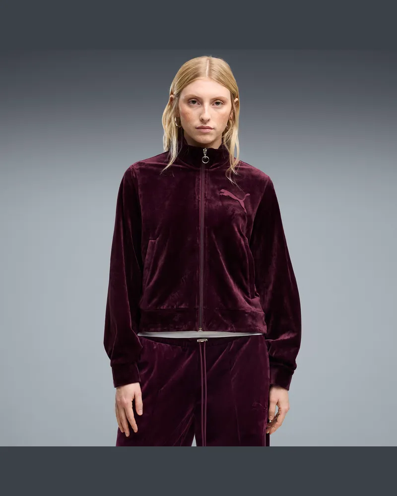 Puma Essentials Elevated Velour Trainingsjacke Damen, Kleidung, Rot Rot