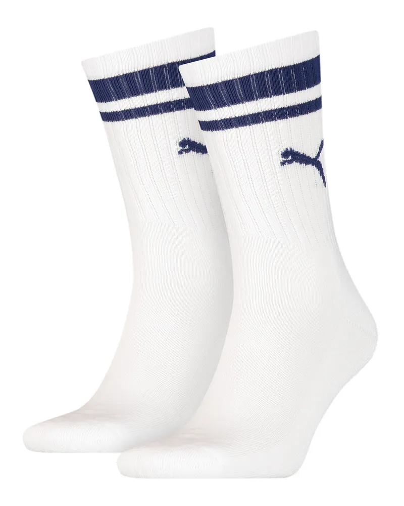 Puma Crew Heritage Stripe Socken Damen (2er-Pack), Kleidung, Weiß Weiß