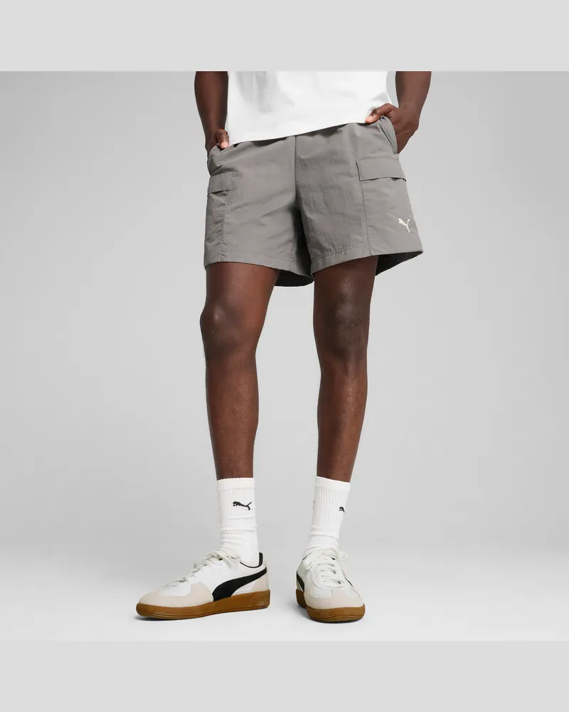Puma WARDROBE ESS Relaxed 6" Cargoshorts Herren, Kleidung, Grau Grau