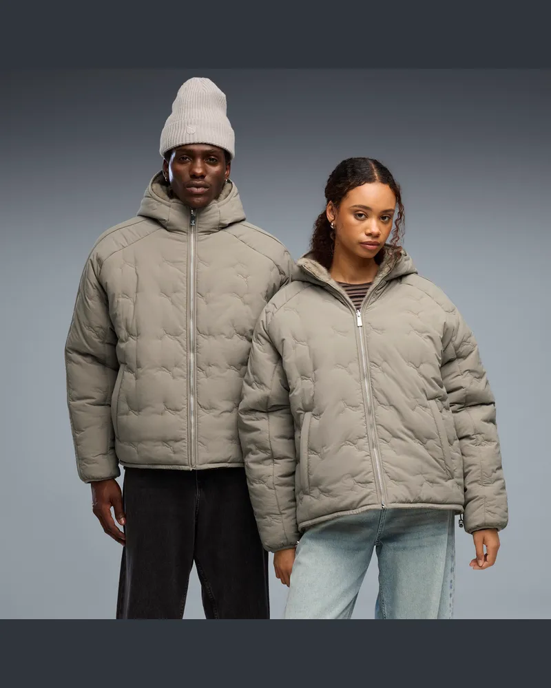 Puma T7 PrimaLoft® Wendbare Oversized Pufferjacke Unisex, Kleidung Beige