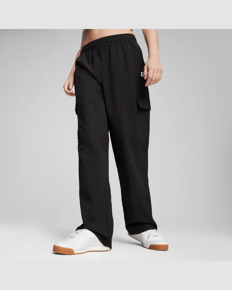Puma DOWNTOWN Cargohose Damen, Kleidung, Schwarz Schwarz