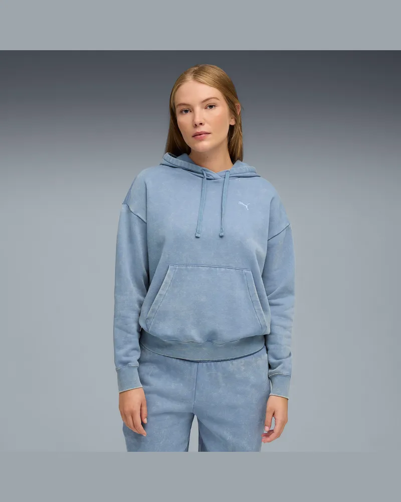 Puma Essentials Elevated Relaxed Wash Hoodie Damen, Kleidung, Blau Blau