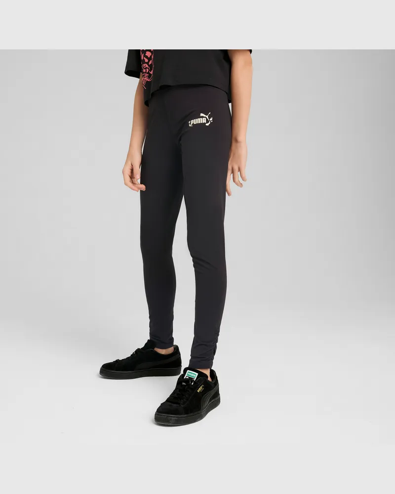 Puma Flaming Love Leggings Teenager, Kleidung, Schwarz Schwarz